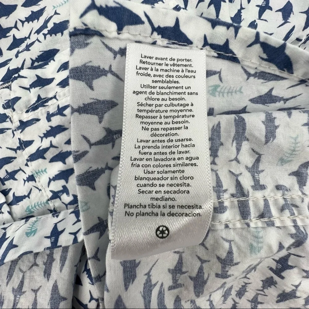 OshKosh B'Gosh Blue Shark Button Up Collared Short Sleeve Shirt Size 3T Boys